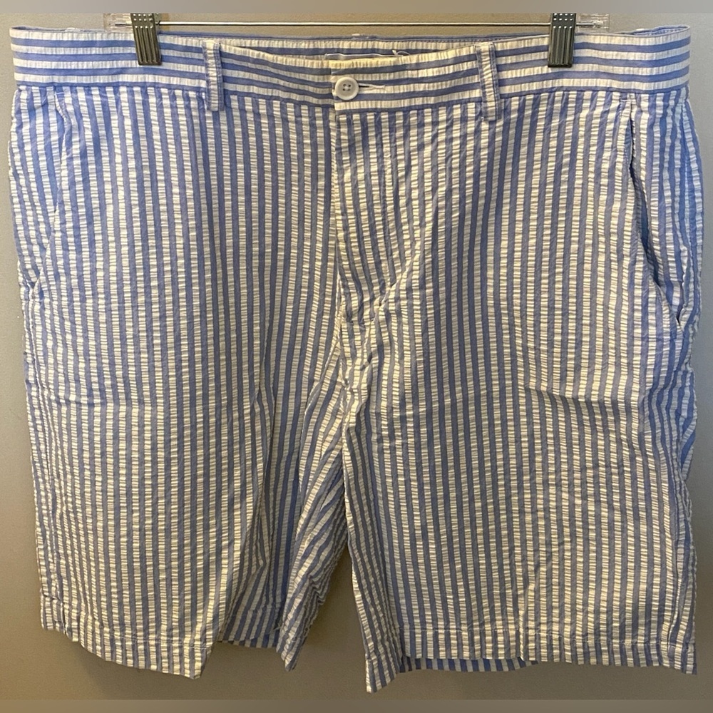 Alex Cannon Blue Seer Sucker Shorts Men's Sz 38 100% Cotton